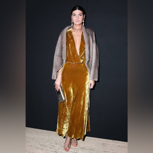Reformation Miller Wrap Maxi Dress in Gold Velvet - Picture 8 of 10